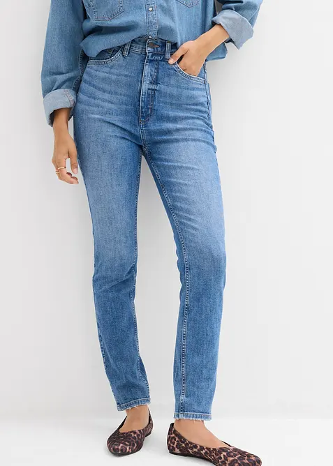 Jeans skinny cropped, vita alta, bonprix