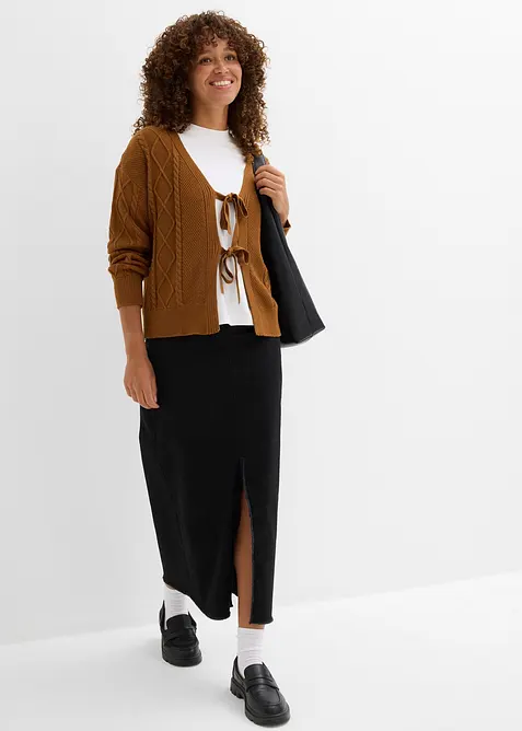 Cardigan di maglia con laccetti, bonprix