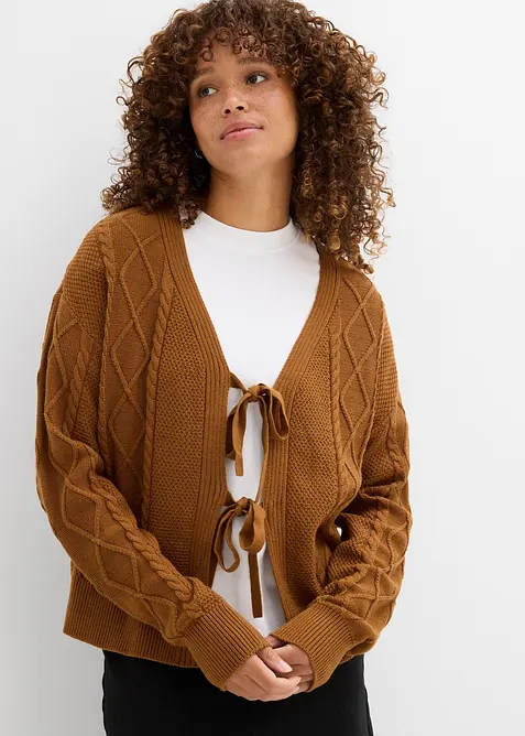 Cardigan di maglia con laccetti, bonprix
