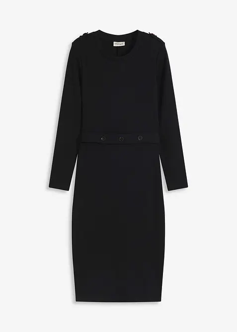 Abito midi in misto cotone elasticizzato, bonprix