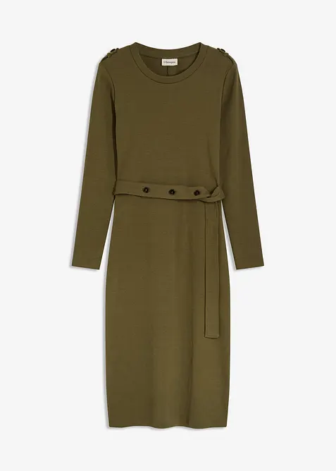 Abito midi in misto cotone elasticizzato, bonprix