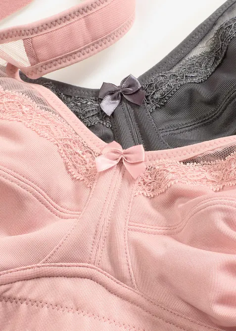 Reggiseno contenitivo senza ferretto con spalline imbottite (pacco da 2), bonprix