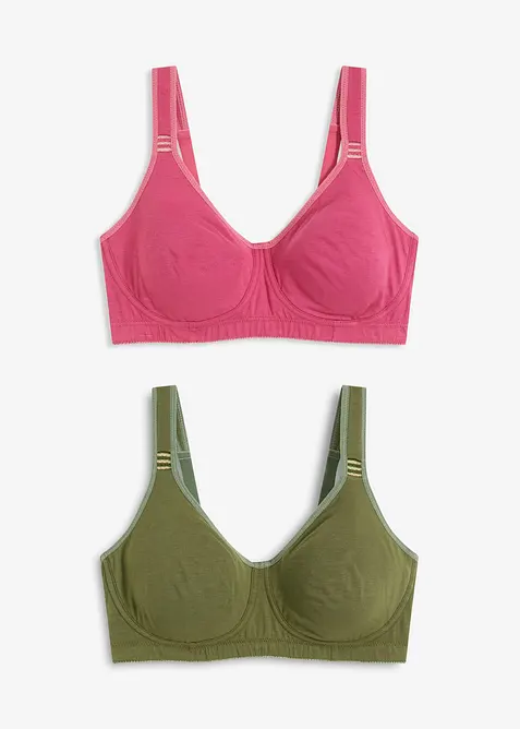 Reggiseno t-shirt senza ferretto con cotone (pacco da 2), bonprix