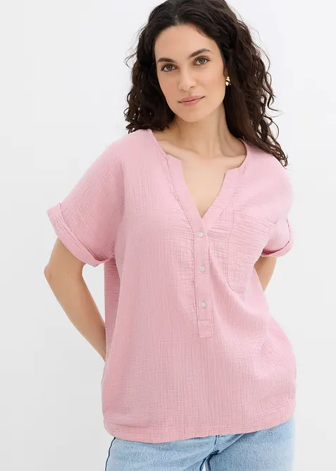 Blusa a maniche corte in mussola, bonprix