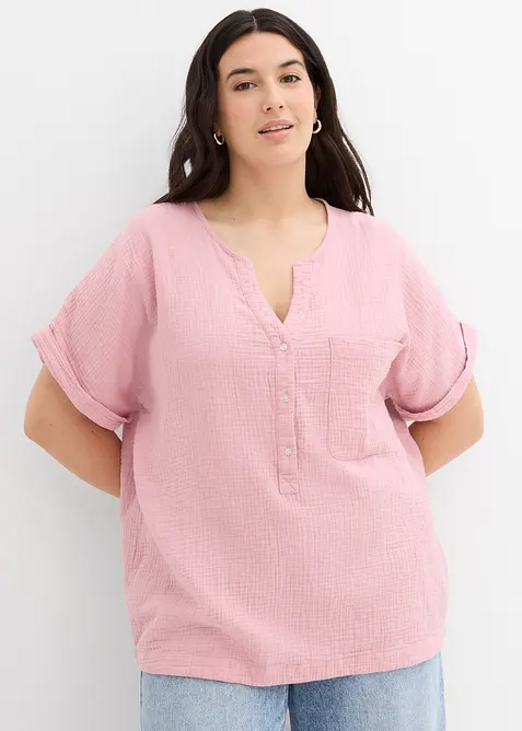 Blusa a maniche corte in mussola, bonprix