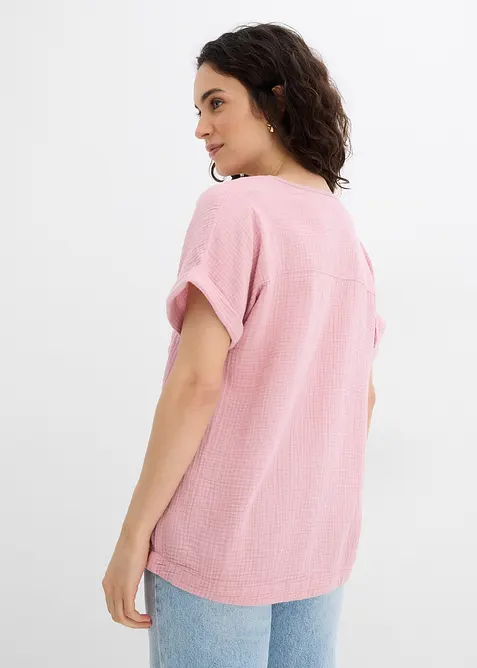 Blusa a maniche corte in mussola, bonprix