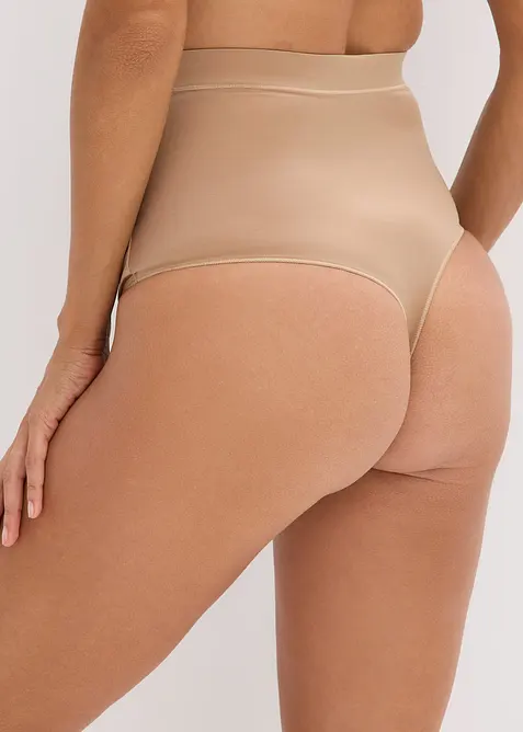 Perizoma a vita alta leggermente modellante con effetto lucido (pacco da 2), bonprix