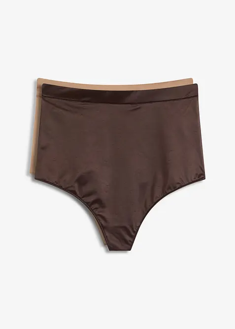 Perizoma a vita alta leggermente modellante con effetto lucido (pacco da 2), bonprix