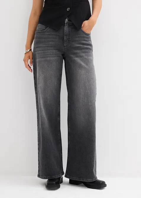 Jeans wide leg a vita alta, bonprix