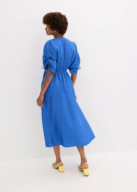 Abito lungo in tessuto a trama operata con maniche ampie, bonprix