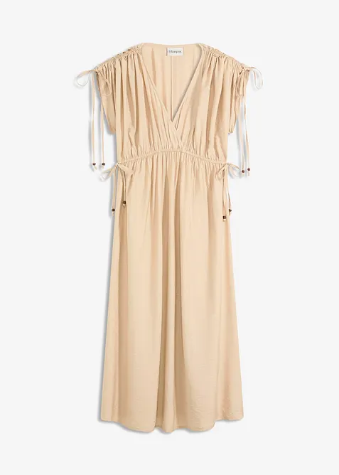 Abito lungo in tessuto a trama operata con maniche ampie, bonprix