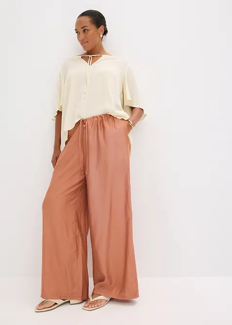 Pantaloni a palazzo in misto viscosa strutturato, bonprix