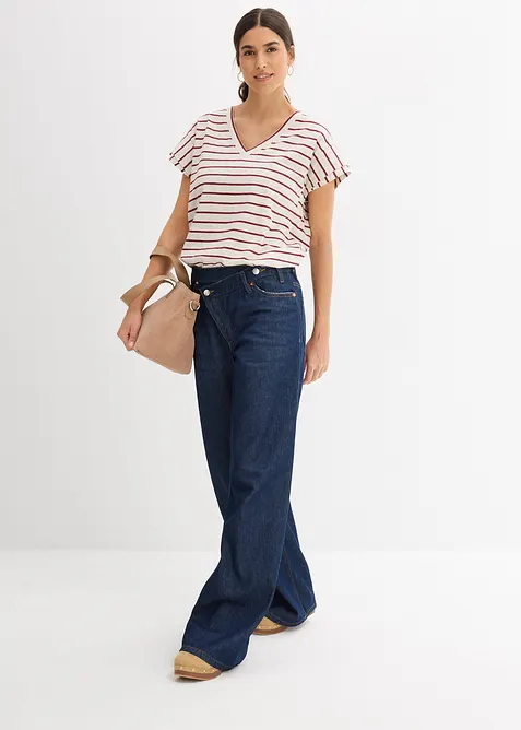 Maglia a righe con maniche a volant, bonprix