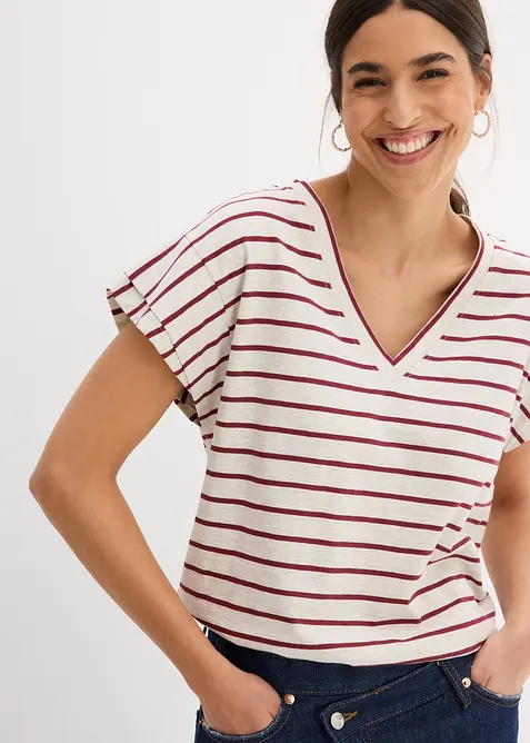 Maglia a righe con maniche a volant, bonprix