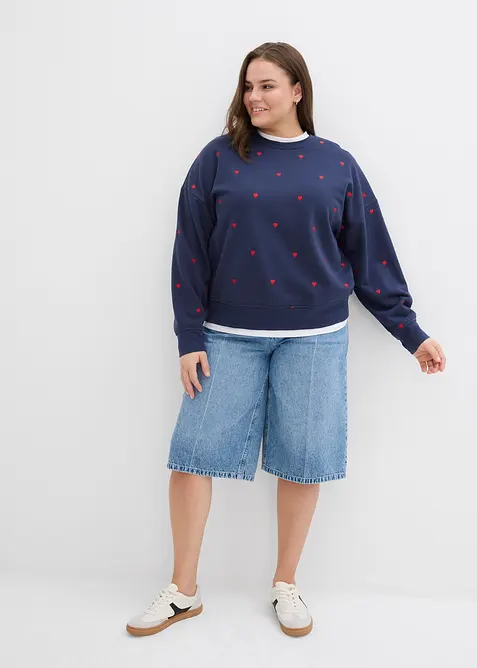 Felpa oversize con ricami, bonprix