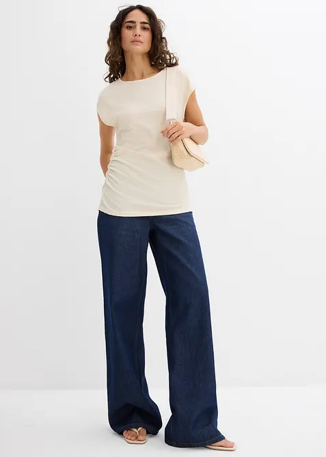 Top asimmetrico in crêpe leggero, bonprix