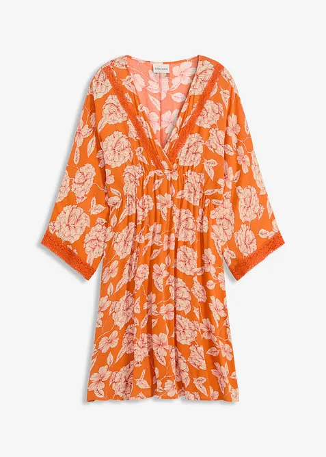 Abito tunica con pizzo in viscosa strutturata, bonprix