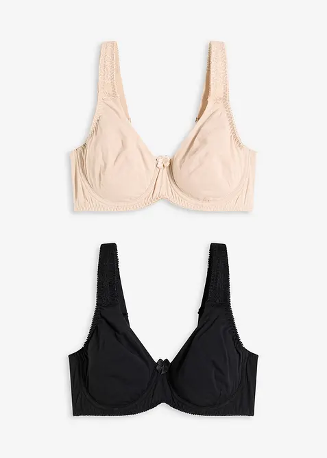 Reggiseno t-shirt con ferretto in cotone elasticizzato (pacco da 2), bonprix