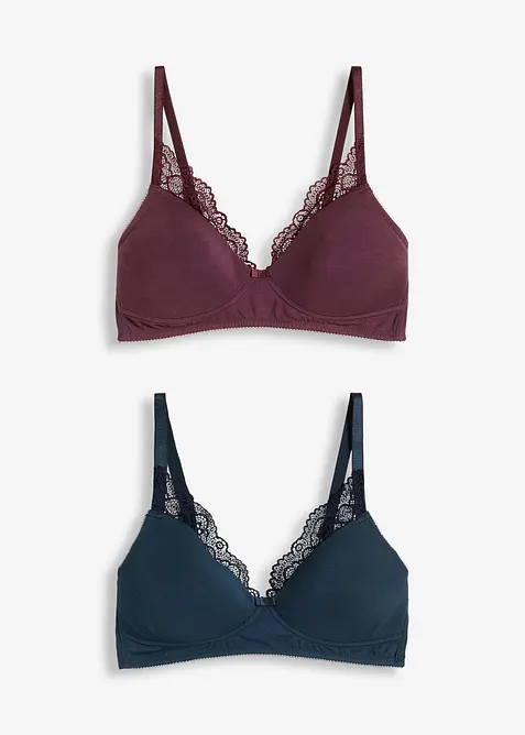 Reggiseno senza ferretto con coppe preformate e cotone biologico (pacco da 2), bonprix