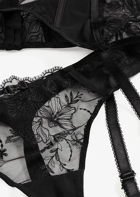 Corsetto con ferretto e perizoma con delicati ricami (set 2 pezzi), bonprix