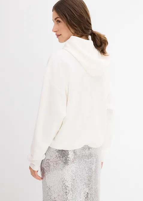 Felpa con cappuccio in misto viscosa leggermente lucido, bonprix