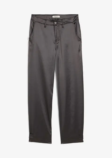 Pantaloni barrel shape in satin fluente, bonprix