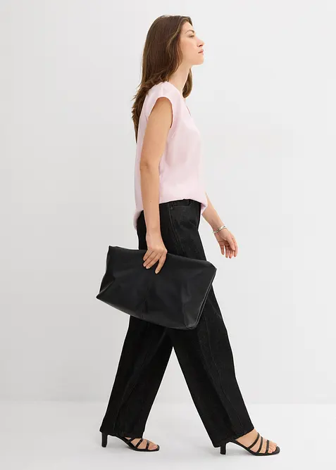 Blusa a maniche corte in satin lucido, bonprix