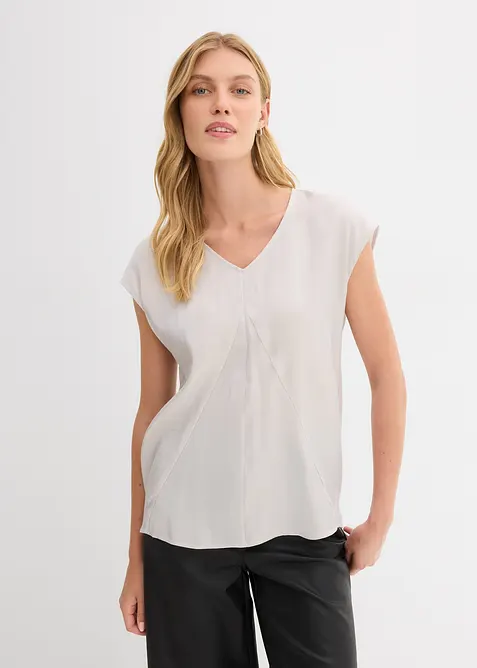 Blusa a maniche corte in satin lucido, bonprix