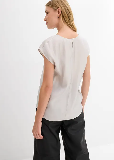 Blusa a maniche corte in satin lucido, bonprix