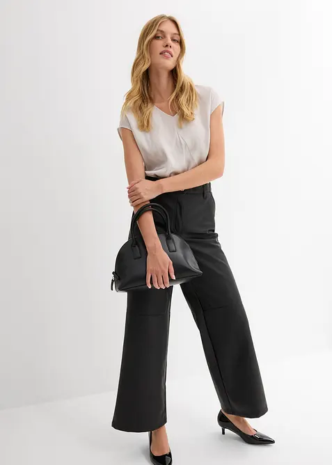 Blusa a maniche corte in satin lucido, bonprix