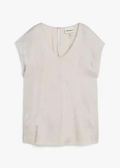 Blusa a maniche corte in satin lucido, bonprix