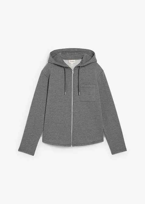 Felpa con zip, cappuccio e poliestere riciclato, bonprix
