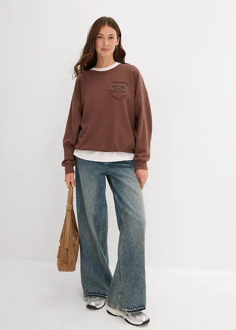 Felpa oversize in misto cotone morbido, bonprix