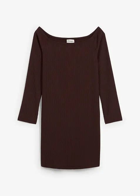 Abito a spalle scoperte in crêpe strutturato, bonprix