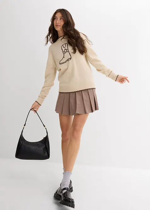 Maglione in filato fine con spalle scese, bonprix