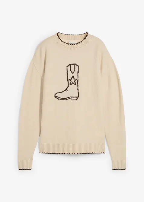 Maglione in filato fine con spalle scese, bonprix