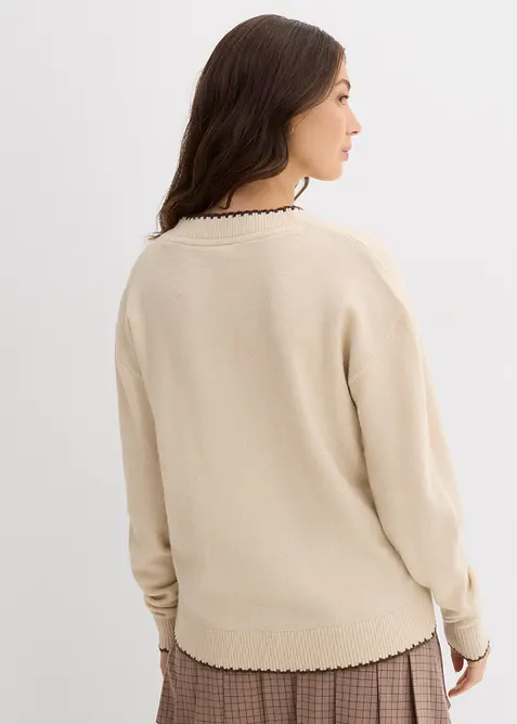 Maglione in filato fine con spalle scese, bonprix