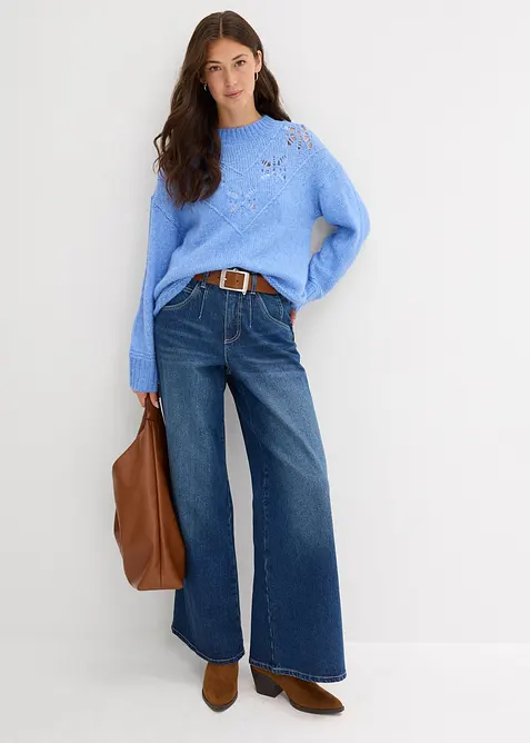 Maglione morbido in filato grosso misto lana, bonprix