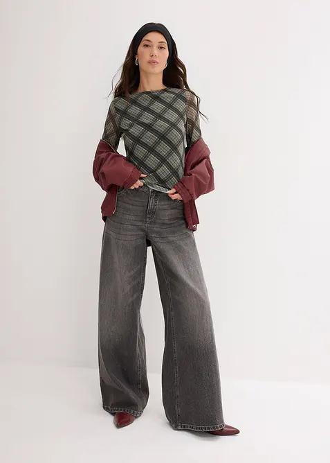 Maglia a maniche lunghe in mesh fine, bonprix