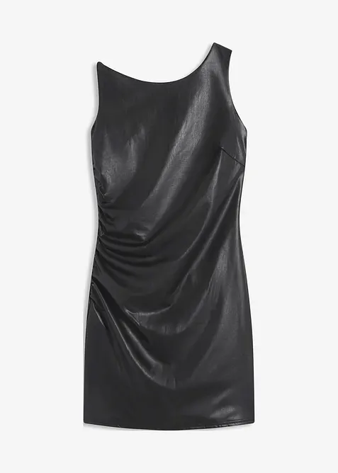 Miniabito in similpelle con spalle scoperte, bonprix