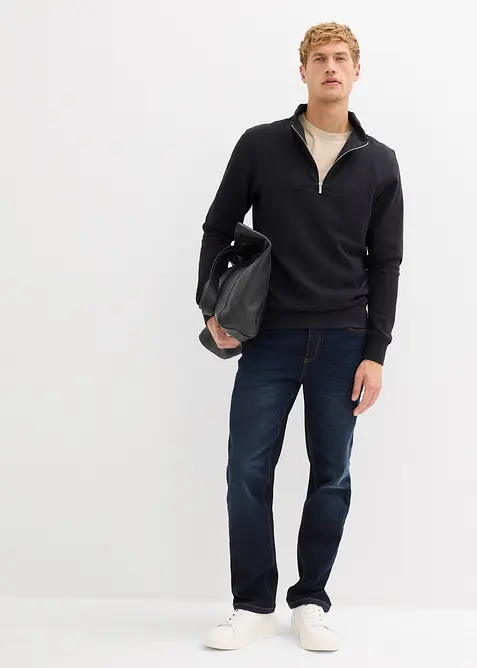 Felpa con mezza zip in puro cotone biologico, bonprix