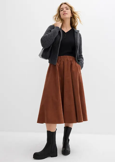 Gonna in velluto misto cotone, bonprix