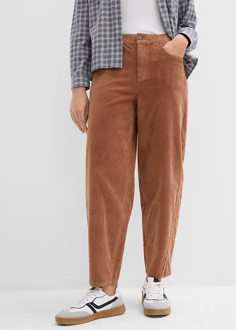 Pantaloni modello barrel in velluto a coste, bonprix