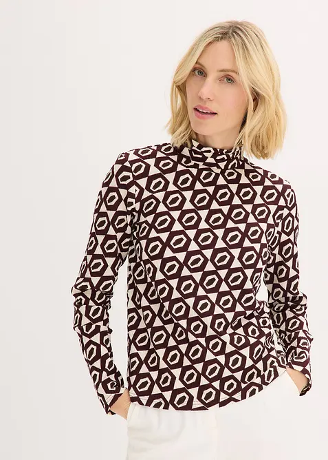 Maglia con colletto alto in tessuto strutturato, bonprix
