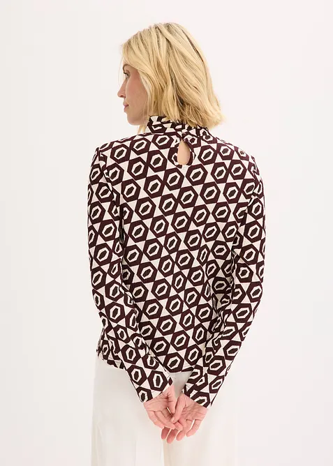 Maglia con colletto alto in tessuto strutturato, bonprix