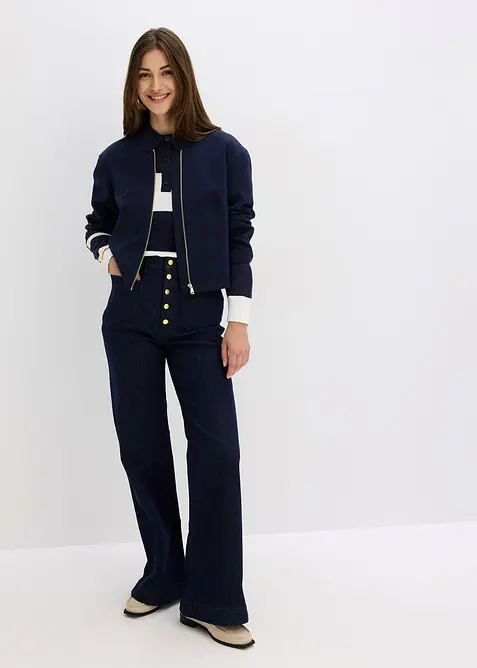 Jeans a zampa, vita alta, bonprix