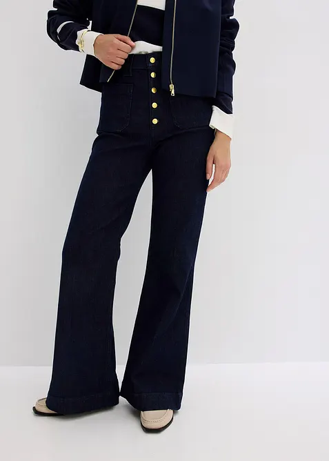 Jeans a zampa, vita alta, bonprix