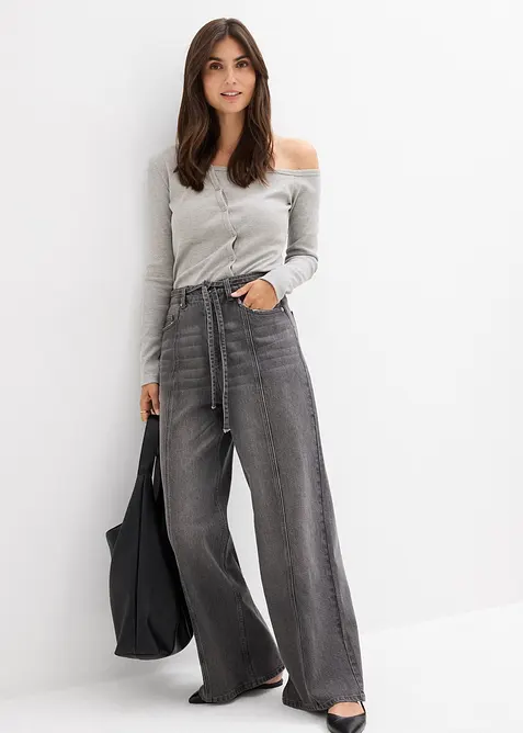 Jeans wide leg, vita alta, bonprix