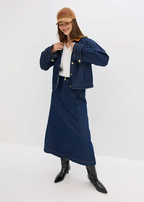 Giacca di jeans con colletto in velluto, bonprix