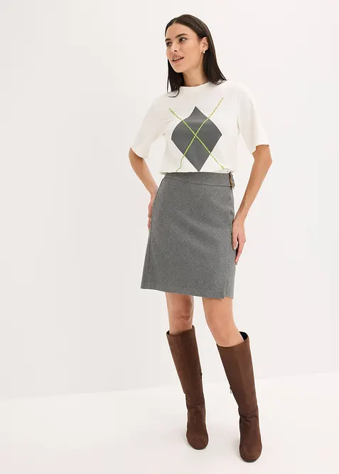 Maglia a mezze maniche con paillettes e stampa, bonprix